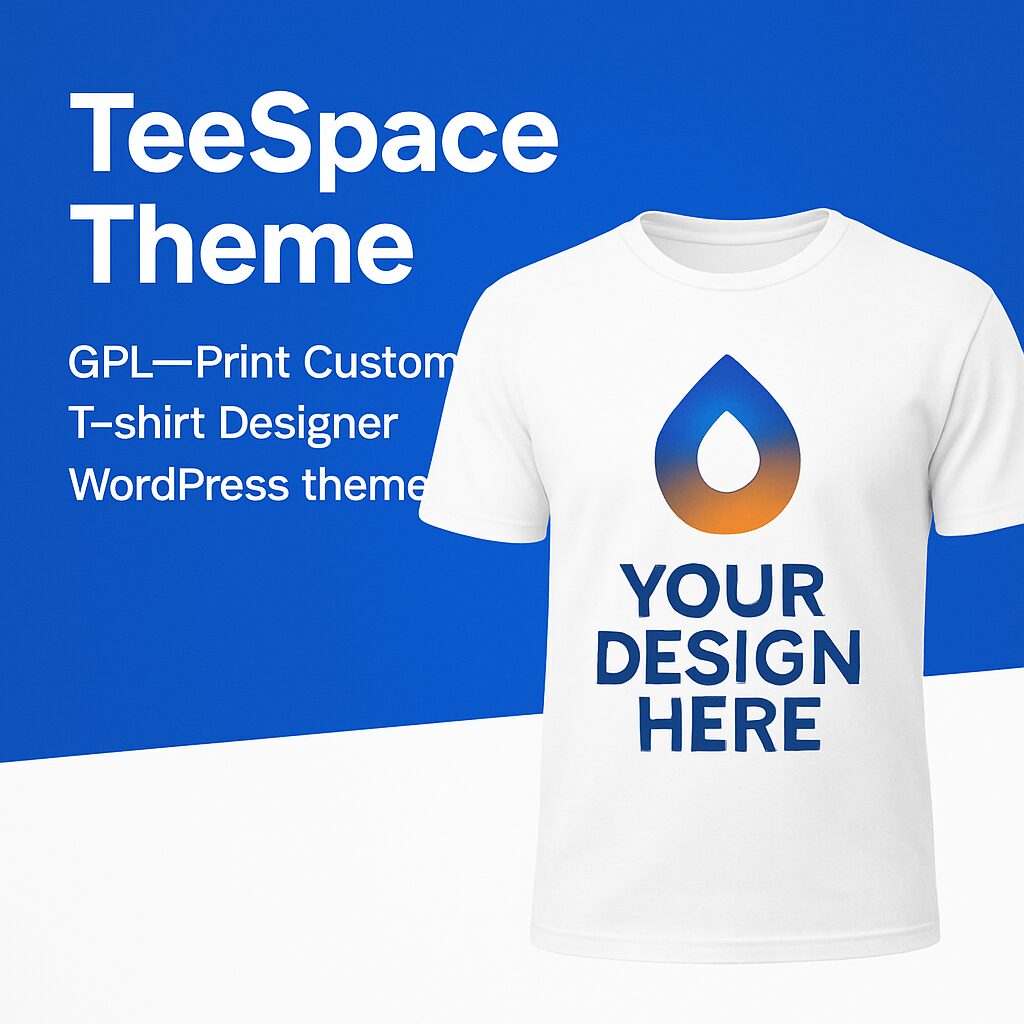 TeeSpace Theme GPL – Print Custom T-shirt Designer WordPress theme