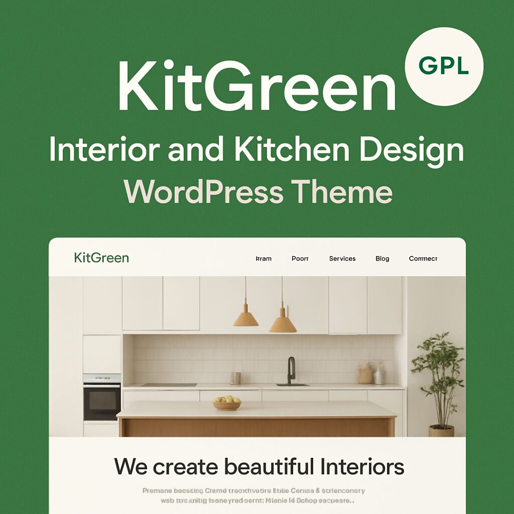 KitGreen Theme GPL – Interior and Kitchen Design WordPress Theme