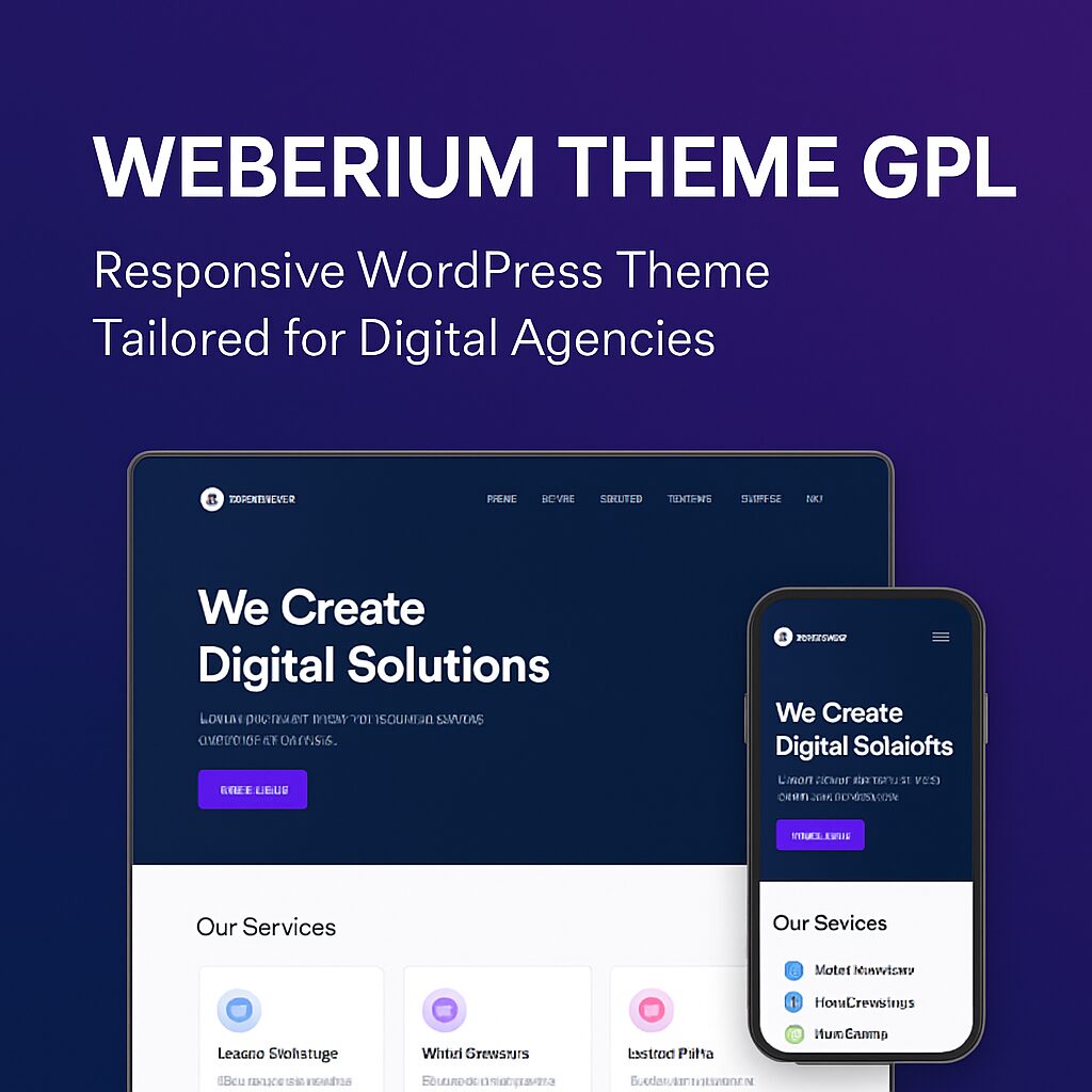 Weberium Theme GPL – Responsive WordPress Theme Tailored for Digital Agencies