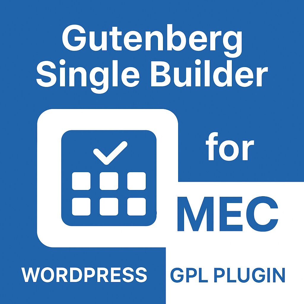Gutenberg Single Builder for MEC – WordPress GPL Plugin